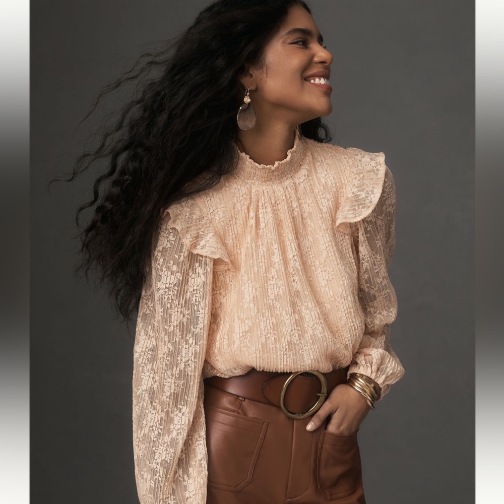 Anthropologie- Porridge Sheer Lace Top - BRAND NEW!